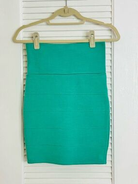 Forever 21 Teal High-Waist Bandage Pencil Skirt